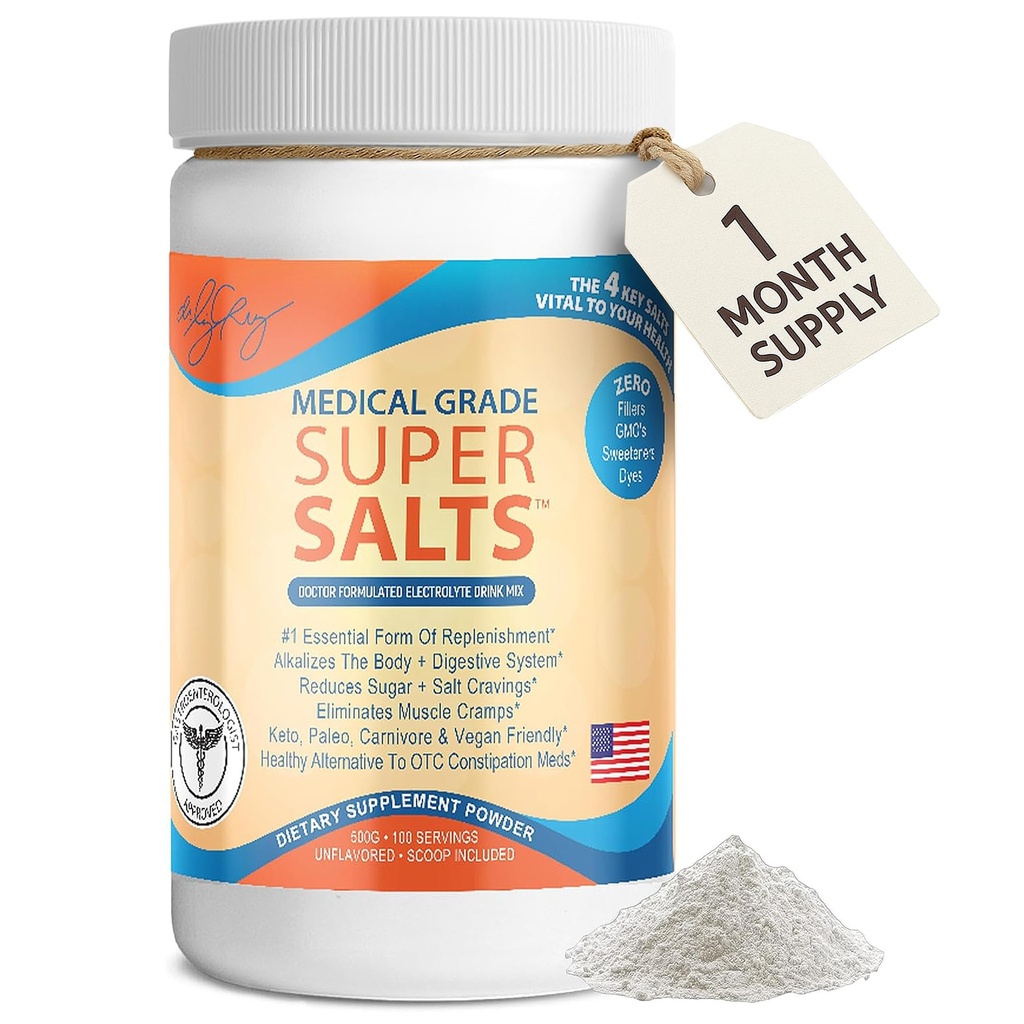 Dr Liz Cruz Super Salts - Electrolytes, Hydrating Powder w / Natrium, Magnesium, Calcium, kalium, Curbs Cravings, No Sugar eller Artificial Flavoring