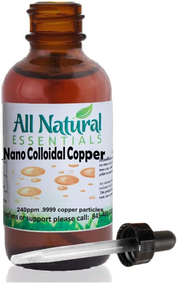 Nano Kolloidinen Minerals Supplement Nestemäinen Kolloidinen Kupari Mineral 2oz 240ppm pullo Kosher Kupari kaikki luonnolliset aikuisille, Miehet, naiset, Lapset (Dropper)