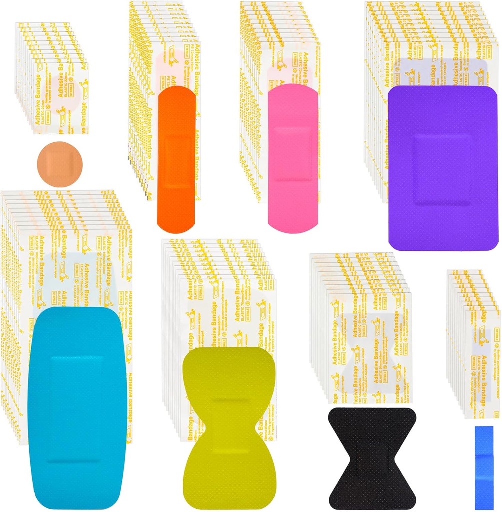 Lounsweer 720 Pcs Variety Bandages Pack lajiteltu kokoja Sormensip Siteet Vedenpitävät Siteet Hengitettävät liimasidonnat Bulk ensiapu Haavojen hoito scrapes Läpipainopakkaus (Vivid väri)