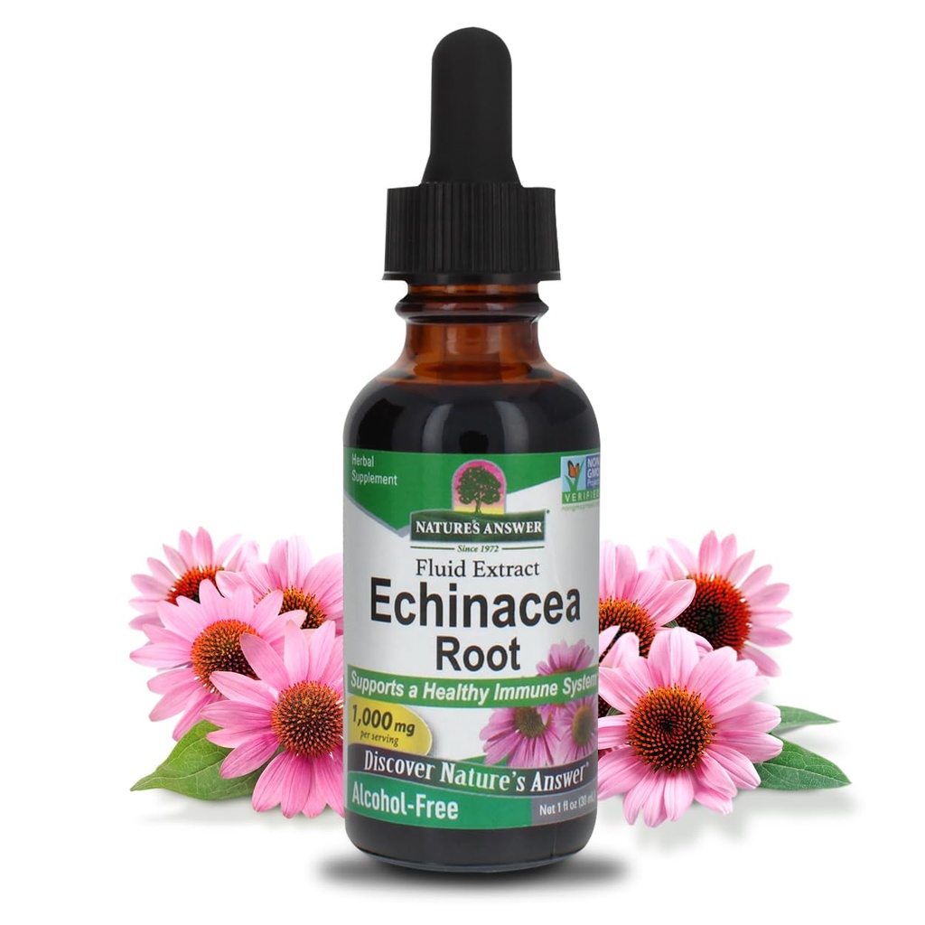 Naturens svar Echinacea Alcohol Free Extract 1 Fluid Ounce | Främjar övergripande Wellness | Naturlig Immun Booster | Inflammatorisk Reducer