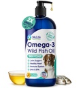 Nestemäinen kalaöljy koirille Omega 3, 6 ja 9 rasvahapot, Wild kiinni Islannista, ihon ja turkin lisäosa kuivitukseen, kutiava iho, allergiat, aivot ja sydän terveys, Rich in EPA + DHA - 32 oz