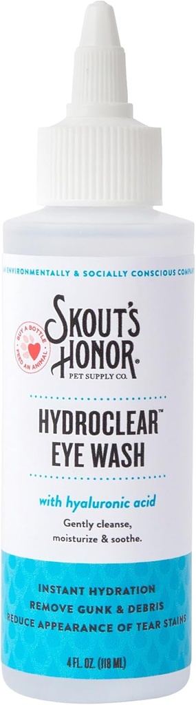 SKOUT'N HONOR HydroClear silmänpesu hyaluronihapolla, 4oz pullo - ei lääkehoitoa, päivähoito koirille ja kissoille