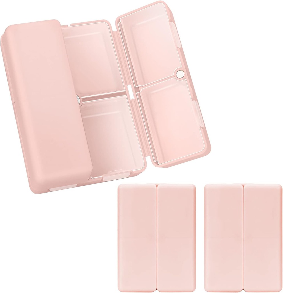 FYY Päivittäinen pilleri Organizer,2 kpl 7 Osat Kannettava pilleri tapauksessa Matka pilleri Organizer,[Folding Design] pilleri laatikko kukkaro tasku Hold vitamiineja, Cod Liver Oil, Lisäravinteet ja lääkkeiden vaaleanpunainen