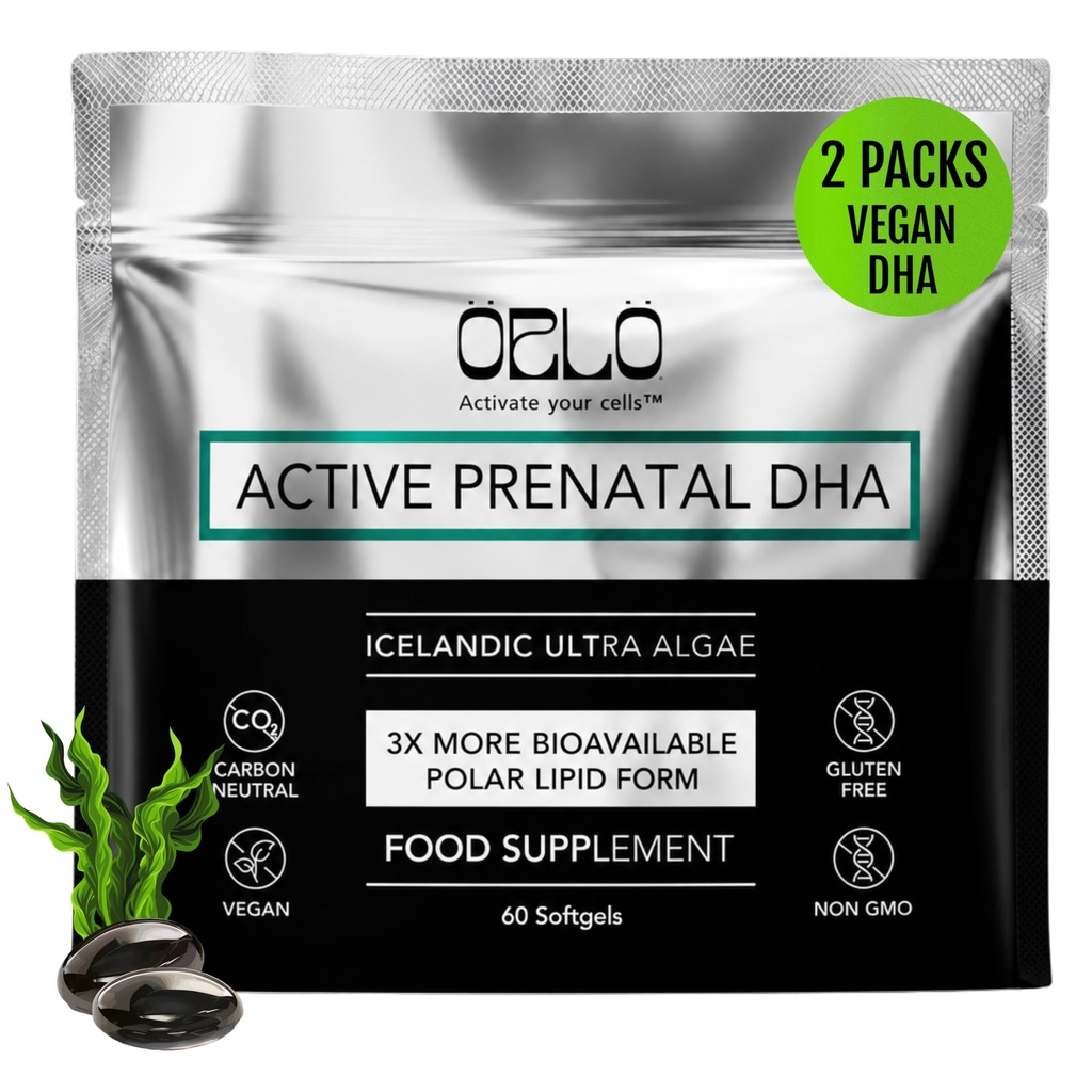 Orlo PRENATAL DHA - Prenatal DHA Omega 3 Supplement - Triple Strength Omega3s - Vegan DHA & EPA Algae Omega-3 Oil - Stöder Brain Development Under Graviditet & Laktation (120 Mini Softgels)