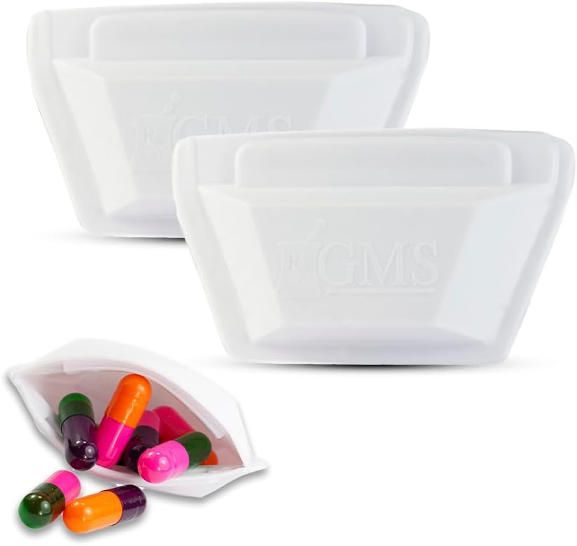 GMS Puristava tasku pilleri Case - pieni, kevyt pilleri Organizer Ihanteellinen matkustaa - Holds lääkkeet turvallisesti - tukeva muotoilu helppo Fuss-vapaa pääsy - 2 tuuman tasku Zized & Discreet - 2 Pack