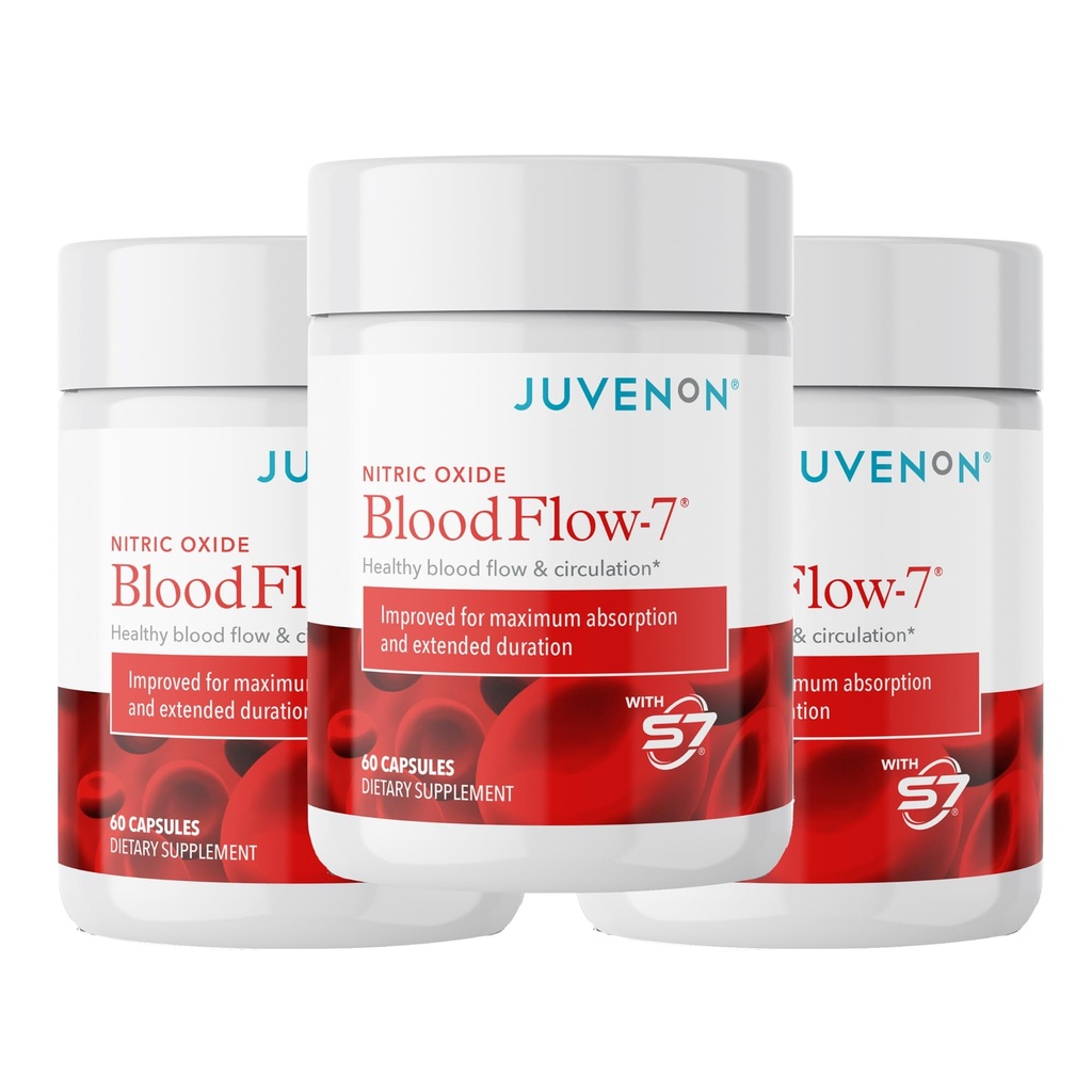 Juvenon BloodFlow-7 Nitric Oxide Supplement med Nitrosigine 180 Count (Pack of 3)