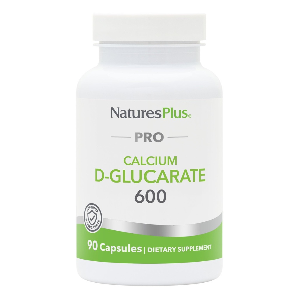 NaturesPlus PRO Calcium D-Glucarate (CDG) 600 mg - 90 kapslar - Icke-GMO, Vegan, Glutenfri, Sojafri - 90 portioner
