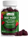 YUM-V's Beet Root Gummies kanssa Tart Cherry Extract - Berry Flavor Beetroot Gummies - Beet Chews verenkierron ja antioksidanttien tuki - Punaiset Beets Gummies (Berry 60 Count (Pack of 1)