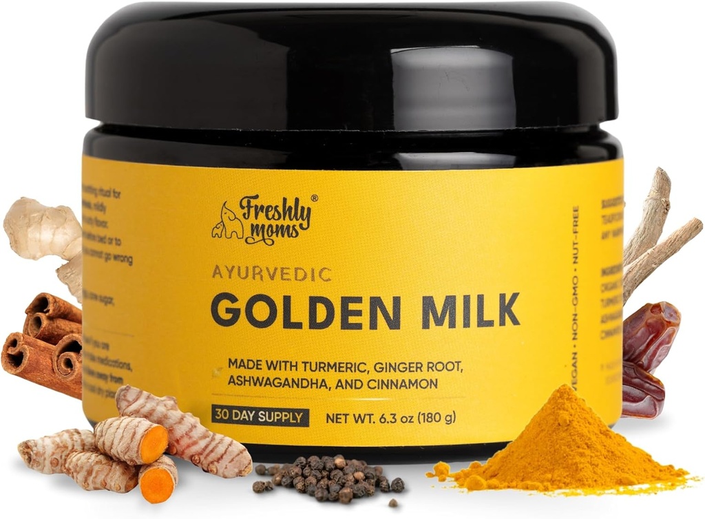 Ayurvedic Golden Milk | Superfood Supplement Powder | Natural Immunity Support | Främjar Restful Sleep | Organisk Ashwagandha, gurkmeja, Ginger & More | 30 portioner - OSH Wellness