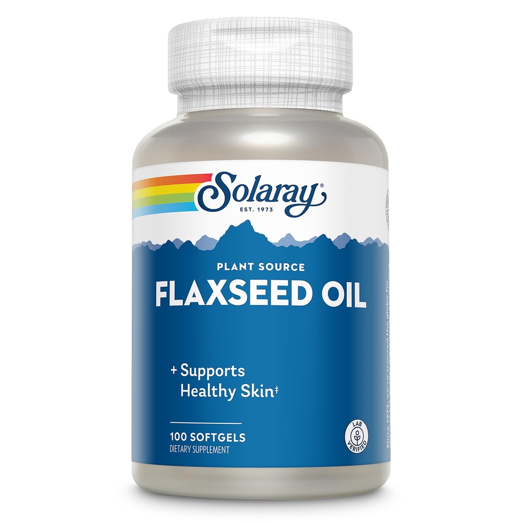 SOLARAY Pellavaöljy 3000 mg Omega 3 6 9, Pellavasiemeniä ihon terveys, Triple Omega täydentää, ei-GMO, Gluteeniton, Lab todennettu - 60 päivän takuu - 33 Tarjoukset, 100 Softgels