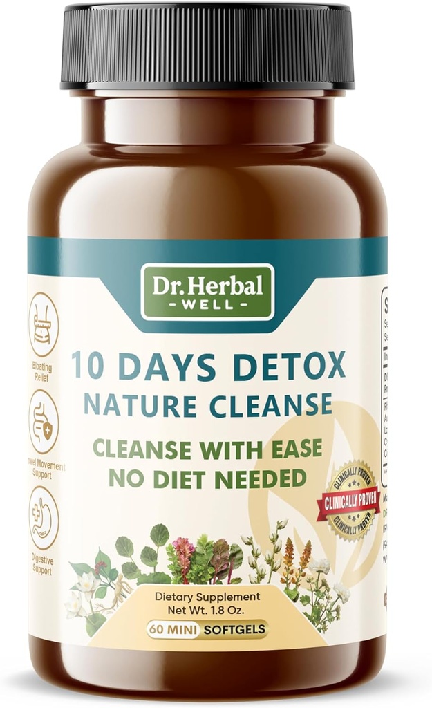 10 päivää Detox Natural Cleanse helppoa Ruokavaliota tarvitaan (60 Mini Softgels)