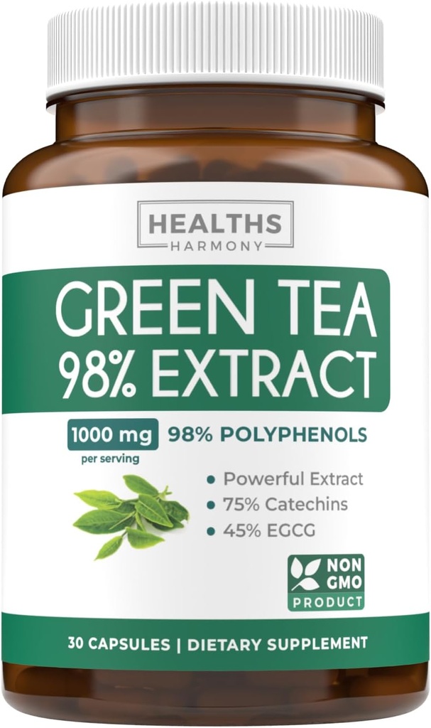 EGCG Green Tea Extract kapselit - Super High Potency Green Tea pillereitä Antioksidantti Rich Formula pakkaus Polyfenolit Catechins & EGCG - 500 mg per kapseli - ei-GMO & valmistettu Yhdysvalloissa (Trial Size)