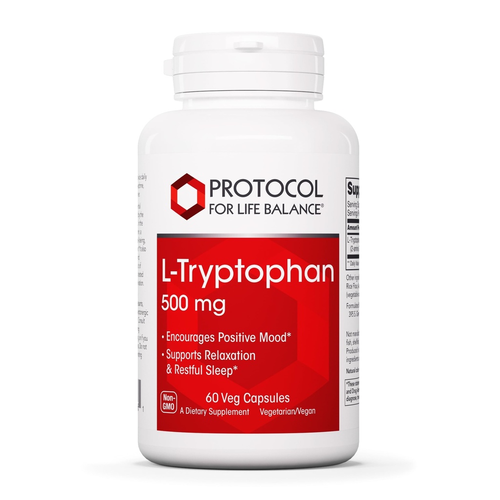 PÖYTÄKIRJA L-Tryptofaani 500mg - Stressin lieventäminen ja rentoutuminen - 60 Veg Caps