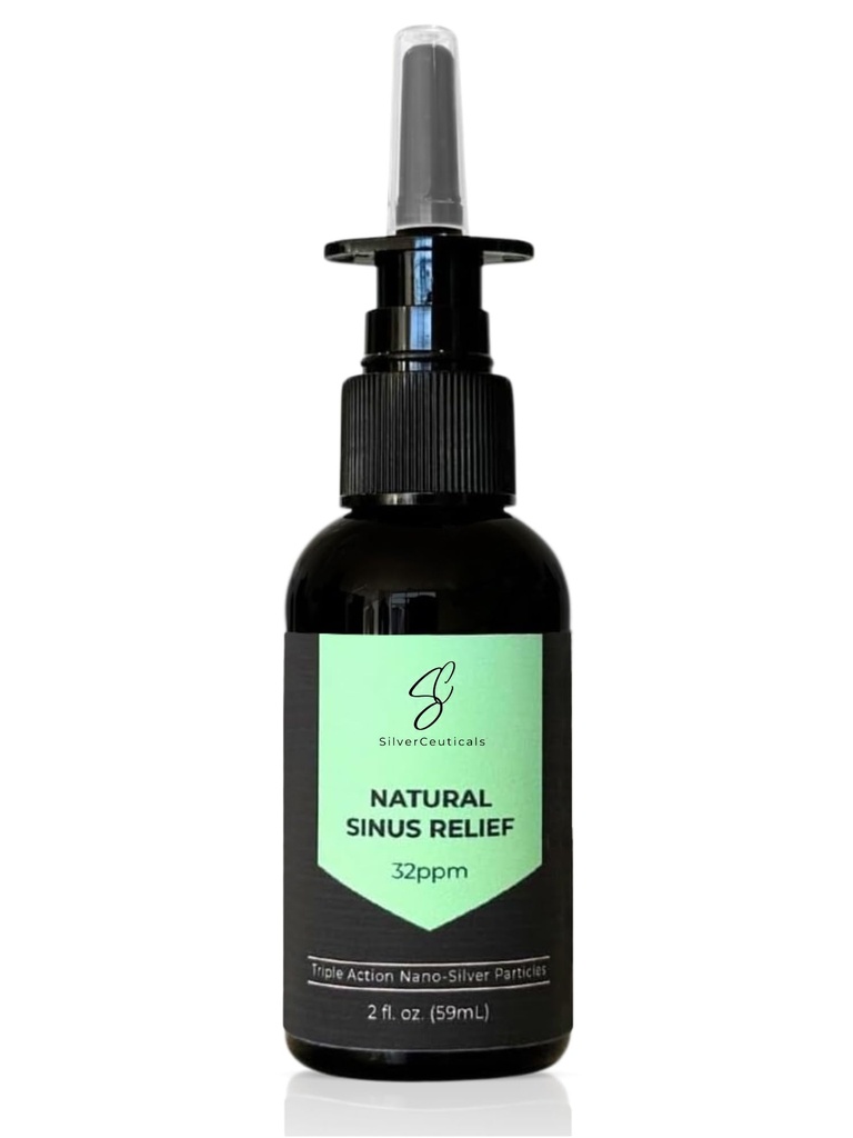Sinus Relief Spray w/kolloidinen Silver - Natural Allergia Symptom Relief - Infektio - Relieve Congestion - Ohut Lima - Nessal Decongesstant - Huuhtele & Clear Sinuses - Vain 2 Ainesosat - 2oz