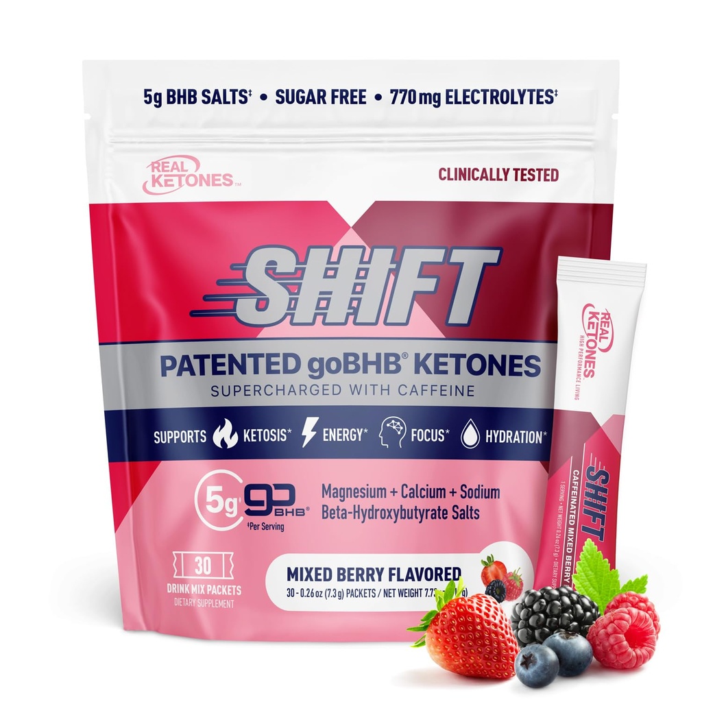 Real Ketones BHB Exogenic Ketones Drink Mix Packets Keto Electrolytes Powder Packets Ei sokeria 4 Main Fasting Electrolytes Plus Hydrating Patentoitu Keto BHB - 30 kreivi sekoitettu marjakofeiini