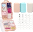 3 pakkaus, 14 GRIDS Travel Pill Organizer Box etiketeillä - Travel Medicine Case Kit - Pocket Daily Pharmacy Container - Matkalääkkeiden haltija Dispender Fish Oil Vitamiin Storage