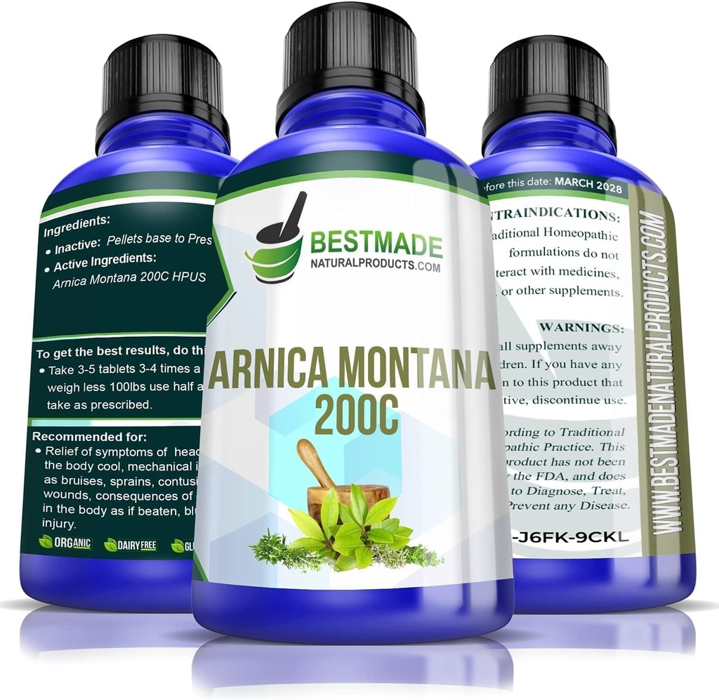 Bestmade Natural Products Turbo Arnica 200C - Kattava Arnica Pellettejä lihasten Recovery, Soreness Relief, ja kokonaisvaltainen hyvinvointi tuki, 350 Pellettiä