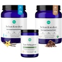 Ora Organic Vegan Protein Powder Chocolate, Vanila & Greens Powder Bundle: 22g Kasvipohjainen, suklaa, 20 tarjoilua + 21g Kasvipohjainen, vanilja, 20 tarjoilua + Organic Super Greens Drink, 30 tarjoilua