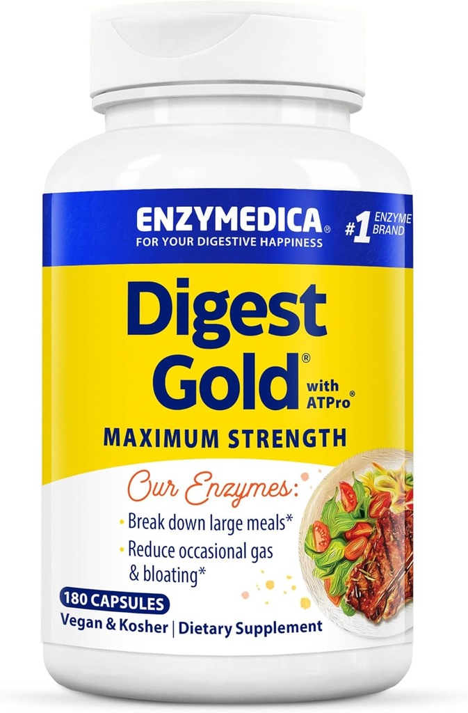 Enzymedica Digest Gold + ATPro, suurin Ruoansulatuskanavan tuki, 180 kapselia