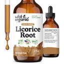 Wild & Organic Licorice Root Tincture - Ruoansulatus-, keuhko- ja ihotuki - Lakritsi juuriuute Liquid Drops - Vegaani, sokeri & alkoholiton täydennysosa - 4 fl oz