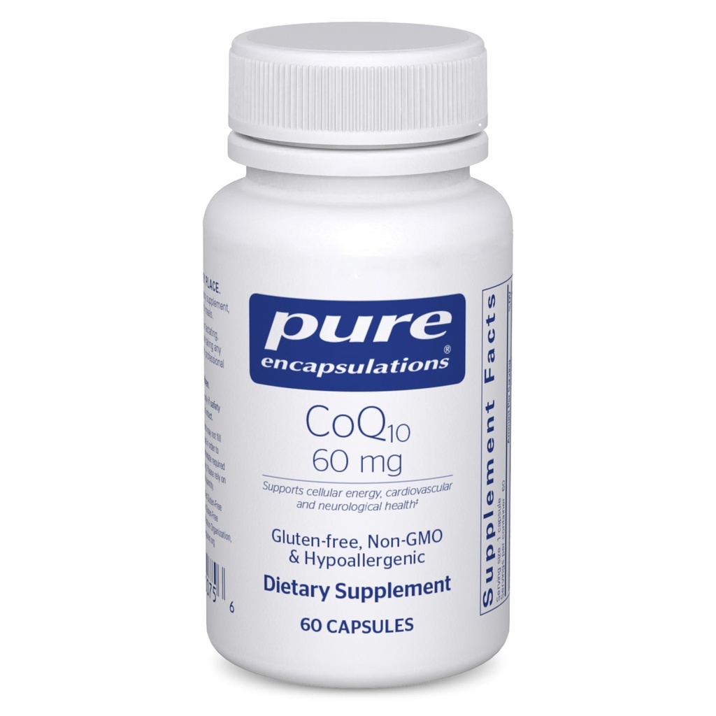 Rena inkapslingar Q10 60 mg | Coenzyme Q10 Supplement för energi, antioxidanter, hjärna och cellulär hälsa, kognition och kardiovaskulärt stöd * | 60 kapslar