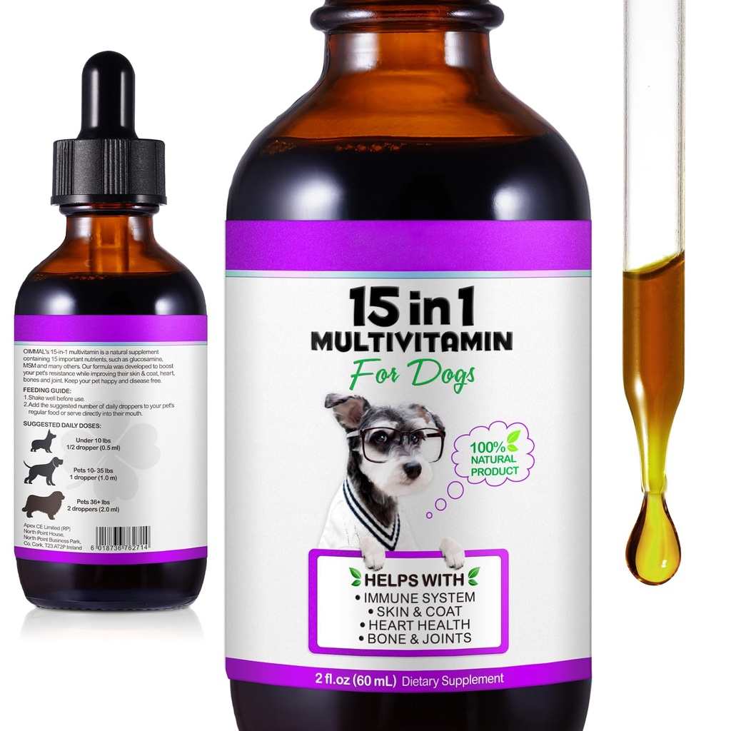 15 in 1 Koiran monivitamiini tipat koirille - koiran vitamiinit ja lisäravinteet Luonnollinen koiran monivitamiinit ja mineraalit - Glukosamiini, MSM ihon ja turkin, sydämen terveys, luut, Joint, immuunijärjestelmän tuki