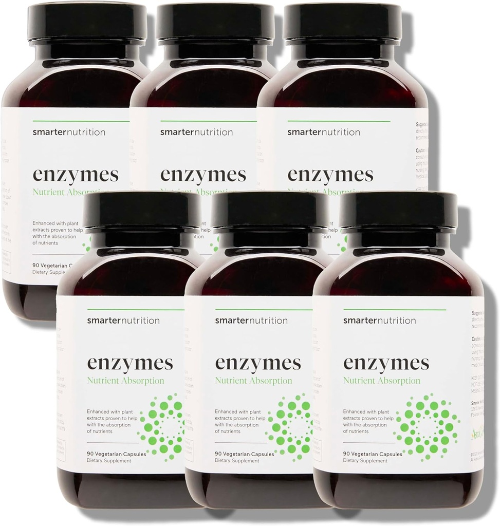 Smartter Nutrition Vegan Dgestive Enzymes - Digestion Bloating & Gut Health Support 16 Multi Enzymeä ravinteiden imeytymistä ja ruokailun ajan mukavuutta sekä miehille & naisille - 540 Count[180-päivä tarjonta]