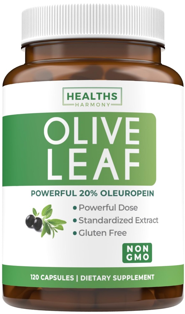 Super Strength Olive Leaf Extract Capsules - Vegan Non-GMO 750mg Olivextrakt med 20% Oleuropein Antioxidant Supplement för Immunity Skin och Heart Health Support - Tillverkad i USA (4 månaders leverans)