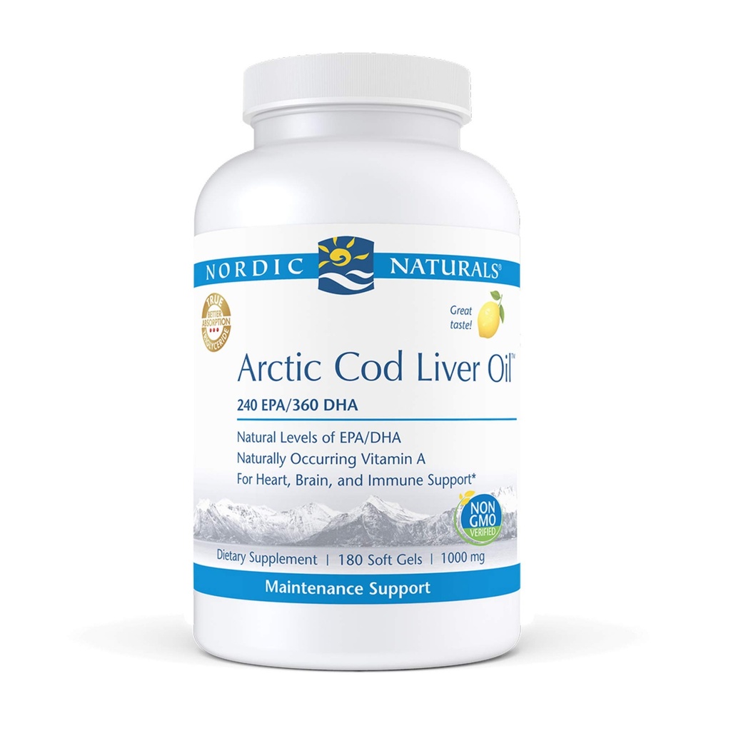 Nordic Naturals Pro - Arctic Cod Liver Oil CLO, tukee sydän- ja aivoterveyttä - Sitruuna-flavored 180 pehmeää geeliä