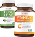 Säästä $ 4 (12% off) - kasviperäinen Immuuni Bundle - Olive Leaf Extract (ei-GMO) Super Strength: 20% Oleuropein 750mg korkit ja immuuni tuki - C-vitamiinin sinkki, D-vitamiini, Elderberry & Echinacea (ei-GMO)
