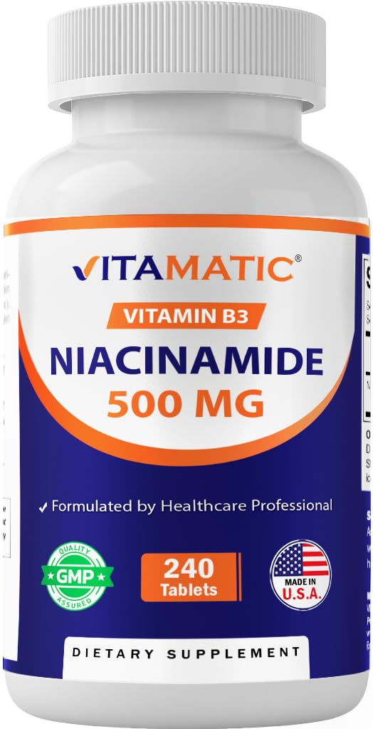 Vitamaattinen Niacinamidi 500 mg 240 tablettia - Flush vapaa B3-vitamiini - tukee energian tuotantoa