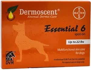 Bayer Dermoscent 6 Spot ihonhoito pienille koirille jopa 22 lb Fish Oil Nutritional täydentää