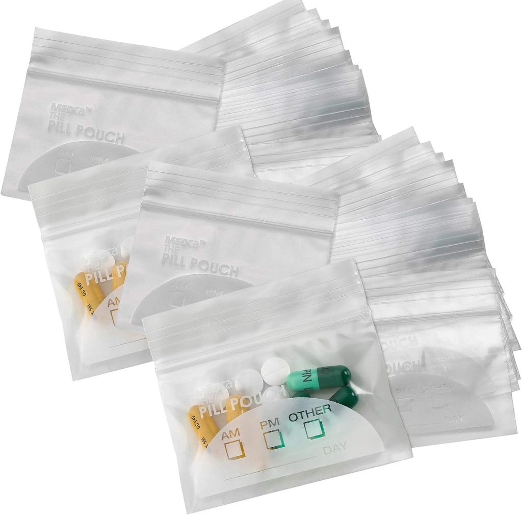 Pill Pouch Bags - (Pack of 400) 3" x 2,75" - BPA-free, Poly Bag Kertakäyttöinen Zipper Pillereitä pussit, Päivittäinen AM klo Travel Medicine Organizer Storage Poches, Paras selkeä Uudelleen käytettäväksi Write-on Labels