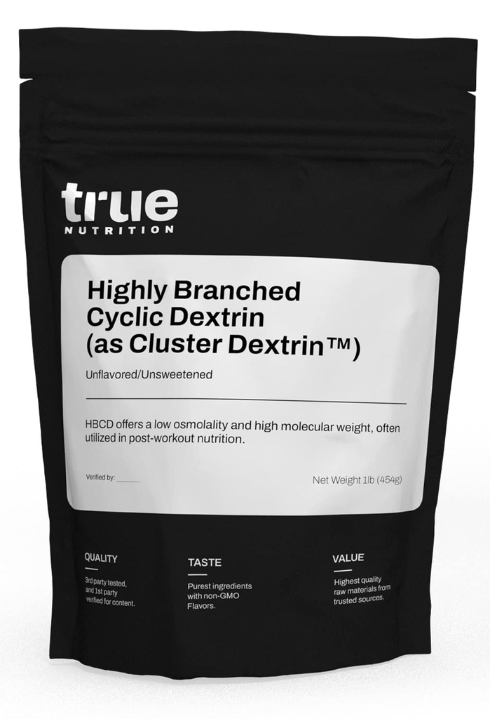 True Nutrition - Mycket branched Cyclic Dextrin - Kolhydratpulver för hållbar intra-workout energi, förbättrad post-workout muskelåterhämtning - Vegan och icke-GMO - Osmakad 1lb