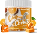 Bovine Colostrum Chews Supplement med probiotika för Gut Health, Bloating, Immune Support, hud, hårväxt och skönhet - Orange smak (60 portioner)