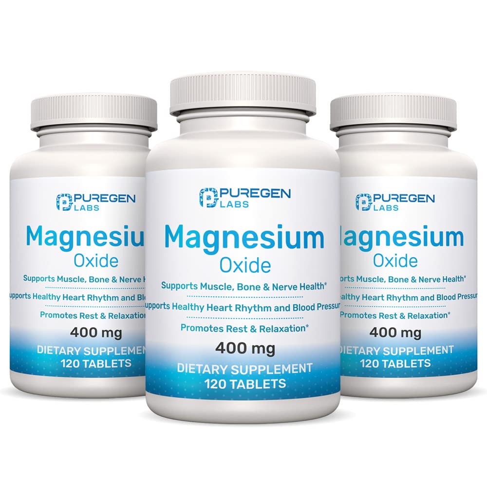 Magnesium 400 mg [High Potency] täydennysosa ... Magnesiumoksidi immuunitukeen, lihasten Recovery, jalkakramppeja, rentoutuminen - 3 pakkausta yhteensä 360