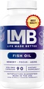 Wild Caught Omega 3 Fish Oil 3000mg - Triple Strength Burpless DHA 900mg + EPA 1200mg Ei-GMO - Eneerinen päällystetty No Aftertaste - LMB (90 Soft Gels)