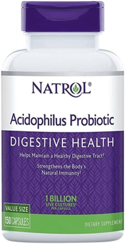Natrol Acidophilus 100 mg kapselit, aromittomat, violetti, 150 kreivi, 3 kpl pakkaus