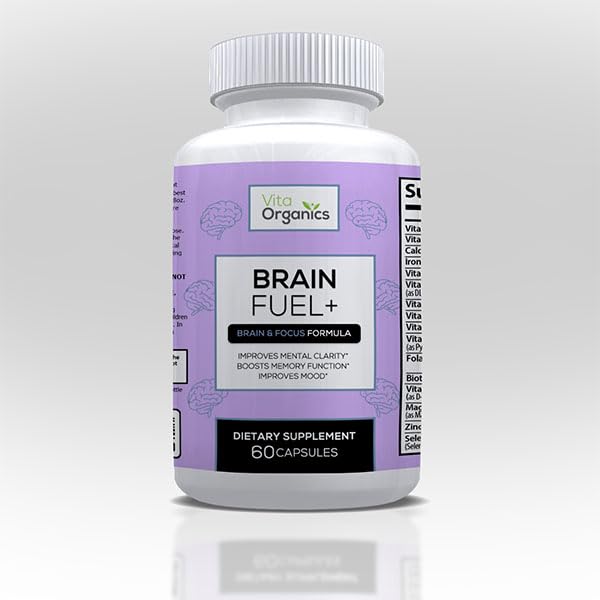 Brain Fuel+ DMAE Blend Memory Supplement for Focus, Mood, Mental Energy for Busy Men & Women - 60 kapselia, valmistettu Yhdysvalloissa