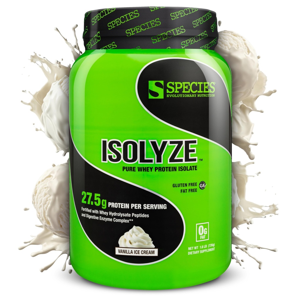 Laji Nutrition Isolyze Whey Protein Powder, 100% Whey Isolate for Muscle Building, 27.5g Protein Per Scoop, Ei sokeria ja vähärasvaista (Vanilla Ice Cream, 22 tarjoilua)