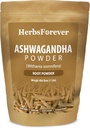 HerbsForever Ashwagandha Root Powder 454g I Winter Cherry, Non-GMO, Vegan, Gluten-Free I Ayurvedic Stress-Buster stöder energibooster, Vitality & Rejuvenator Total Wellness Maximal Strength