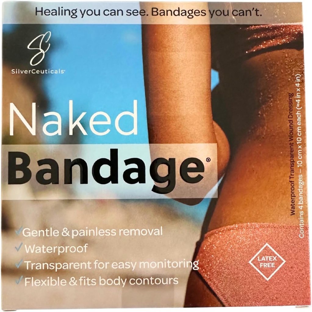 Alaston Bandage - Keep Cuts Scrapes Burns & Tattoos Kosteus - Hengitettävä & Läpinäkyvä - Monitor Parannus - Pain Free Removal - Vesi- ja hikitiivis - Seals Out Dirt - (4) 4in x 4in Sheets
