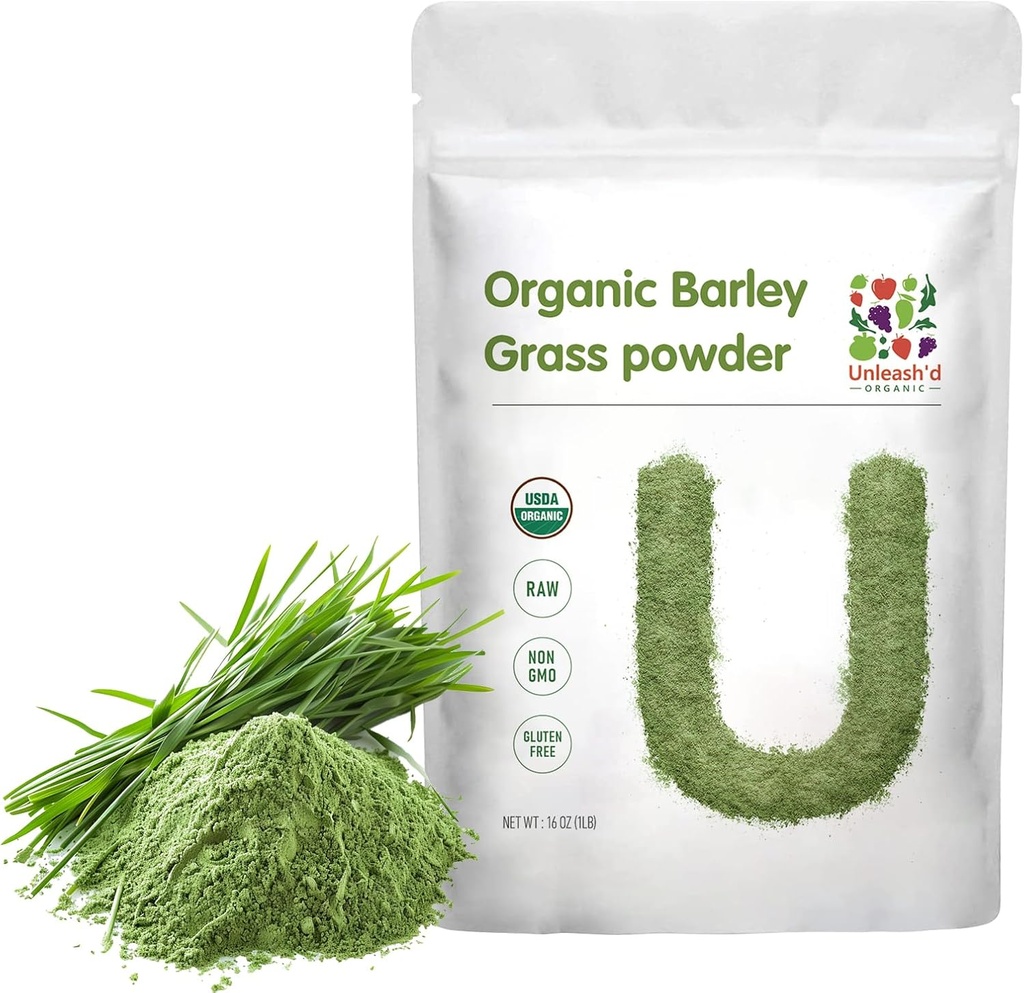UNLEASH'D ORGAANINEN Ohra Ruohojauhe 1 punta 100% puhdas & orgaaninen, Superfood vihreät Rikas vitamiinit, mineraalit, kuidut ja antioksidantit