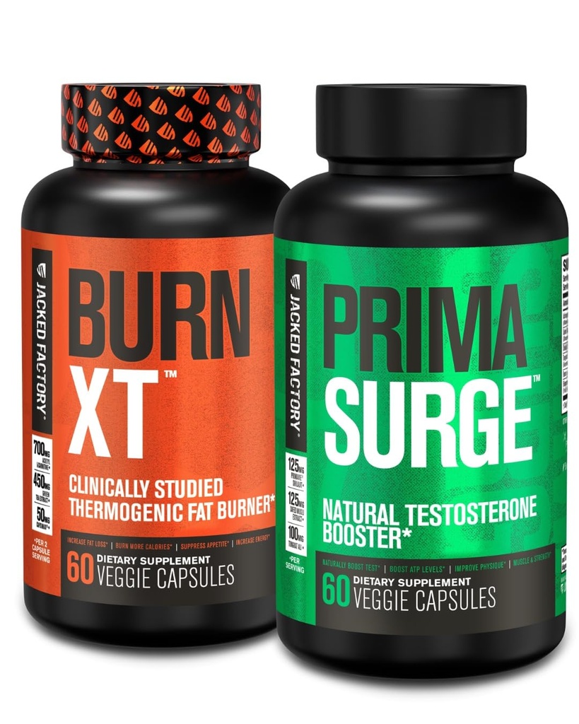 Jacked Factory Fat Burner & Testosteroni Booster pino miehille - Burn-XT Thermogenic Fat Burner & PRIMAURGE Testosteroni Booster miehille