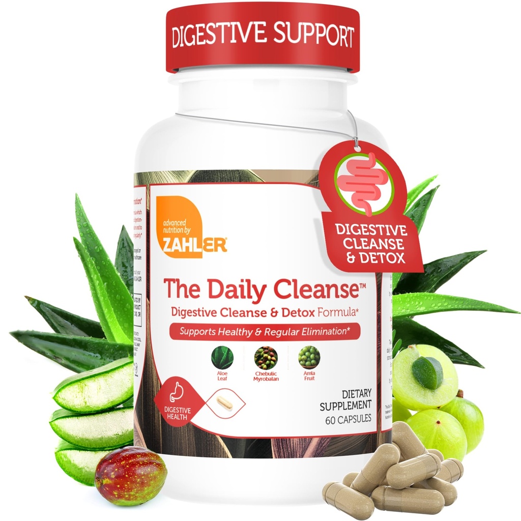Zahler Daily Cleanse, Digestive Cleanse & Detox Formula, stöder hälsosam och regelbunden Elimination, 60 kapslar.