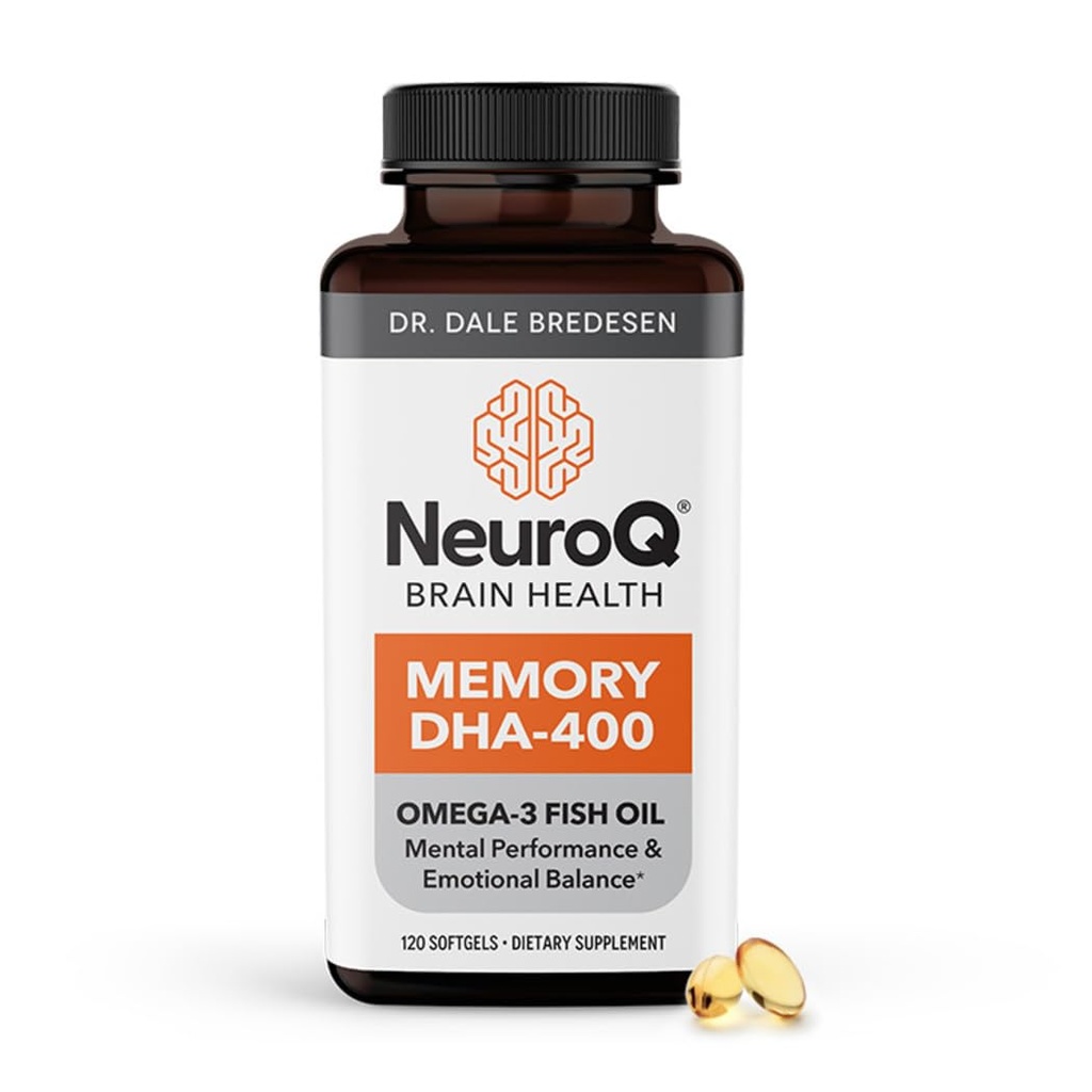 LifeSeasons NeuroQ Memory DHA-400 - Omega-3 Fish Oil Supplement - Mental Performance & Balance - Tukee Neuro Aivojen terveyttä - Suojaa vastaan muistin menetys ja parantaa keskittyä - 120 Softgels