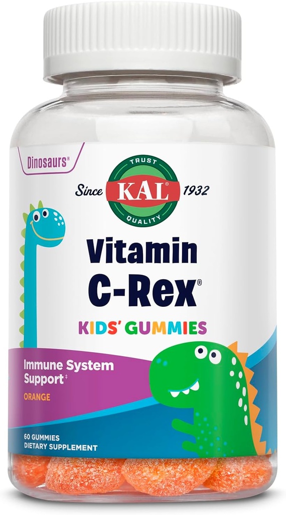 KAL-vitamiini C-Rex Lapset... Gummies, C-vitamiini Gummies lapsille, Terve Immuuni, Bone, Lihas- ja ihotuki C-vitamiini Gummy, Vegan, Gluteeniton, 60 päivän rahat takaisin-takuu, 30 tarjoiluja, 60 Gummy