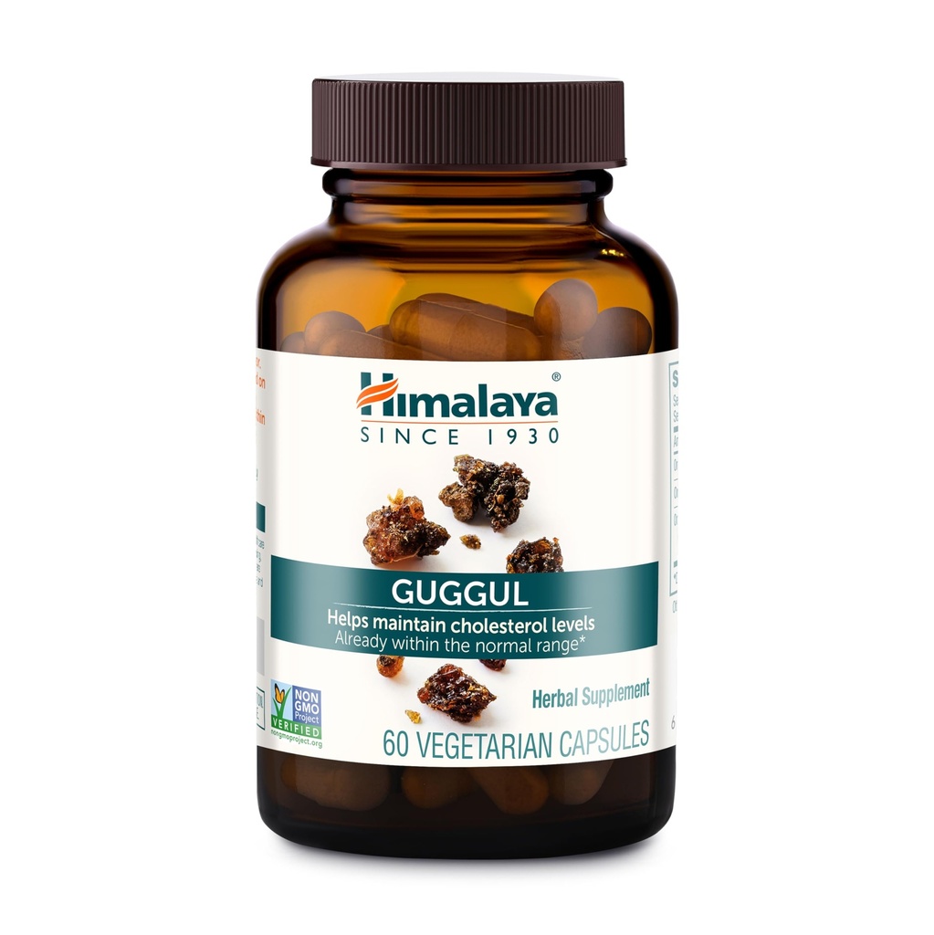 Himalaya Guggul - Herbal Liver Support for Liver Detox, Cholesterol, HDL & LDL Support - Vegan, ei-GMO, Gluteeniton, 720 mg, 60 kapselia