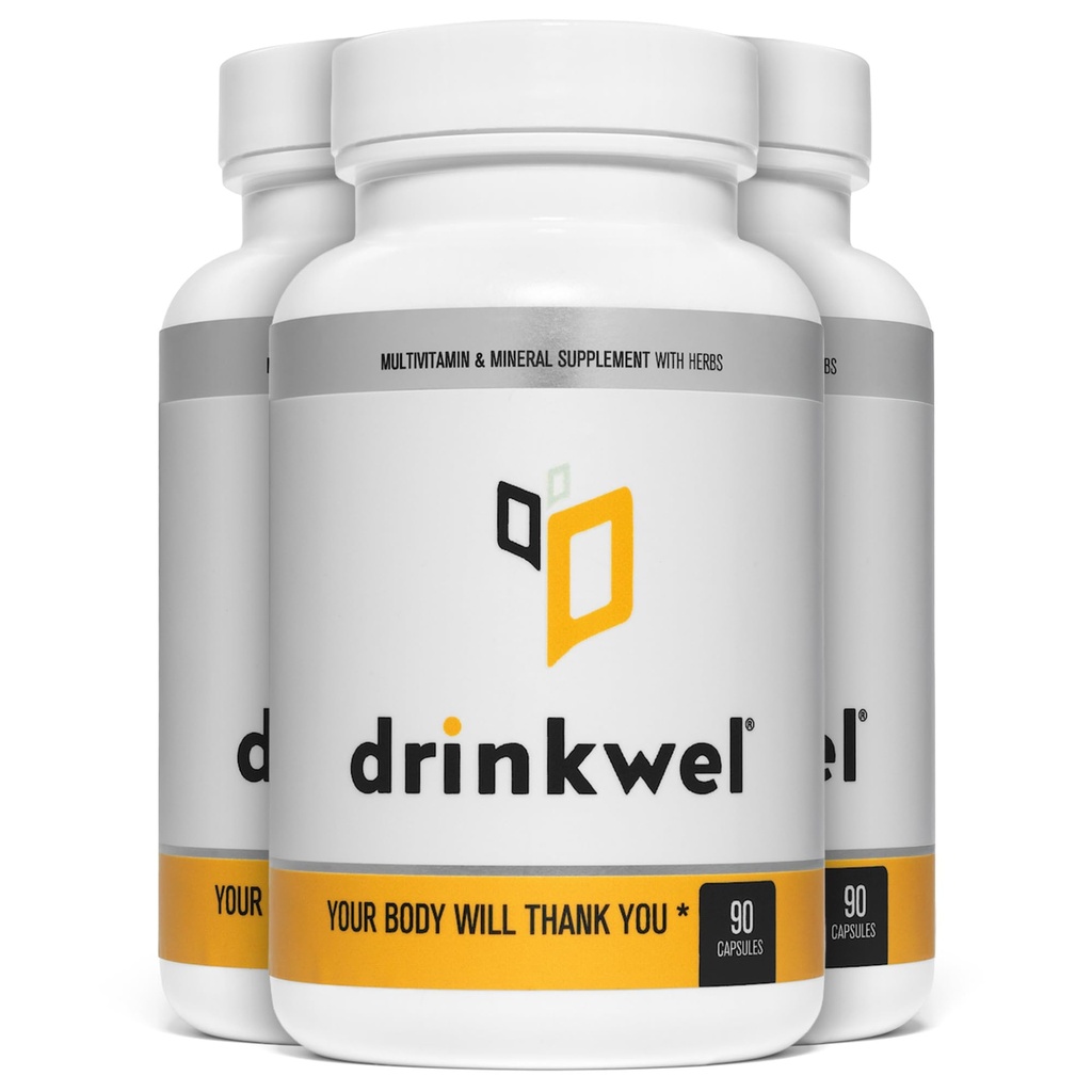 drinkwel Premium Multivitamiini täydennysosa - pakkaus 3 x 90 kapselia - aamulla Recovery, maksan tuki & immuuni tuki - maito ohdake, C-vitamiini, sinkki, magnesium