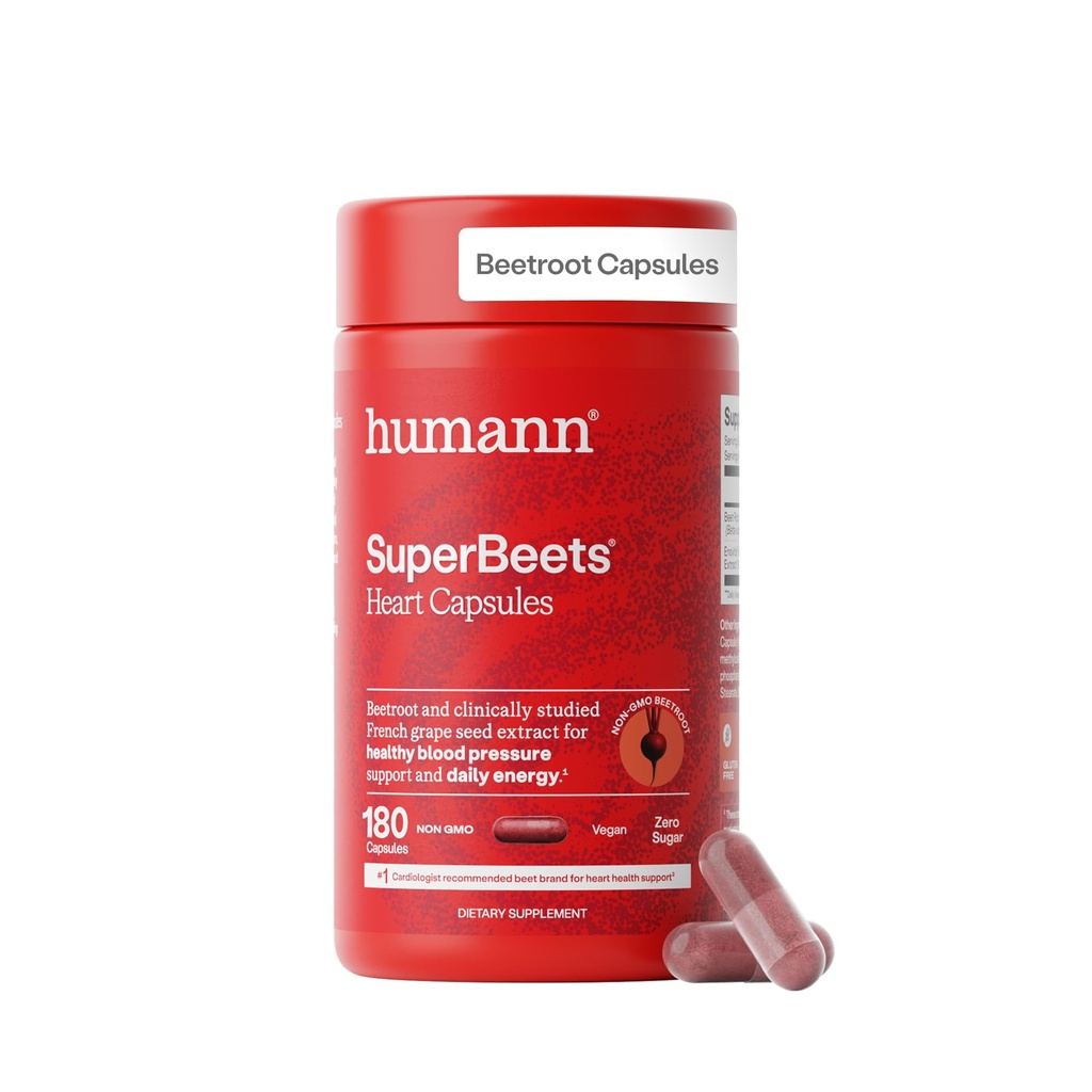 HumanN SuperBeets Juurikapselit Nopea julkaisu 1000mg, auttaa tukemaan typpioksidin tuotanto, verenpaine, sydämen terveys, sisältää ei-GMO Beetroot Powder, tutkittu antioksidantit 180 kreivi